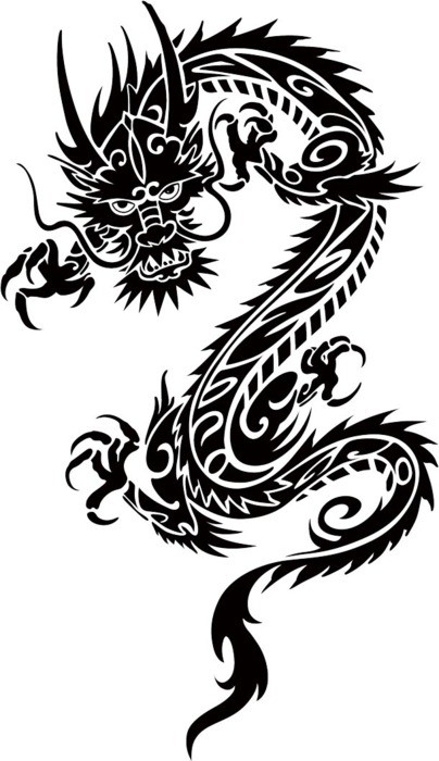 Attractive tribal oriental dragon tattoo design