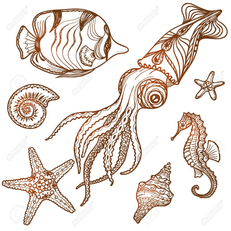 Attractive water animals tattoo design