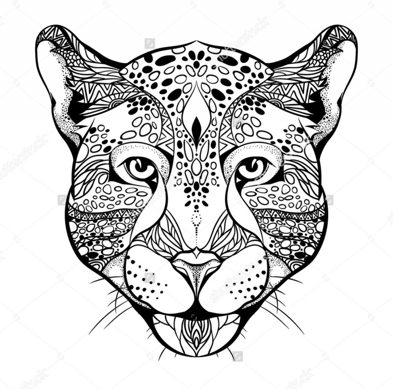 Awesome beautiful-patterned jaguar head tattoo design