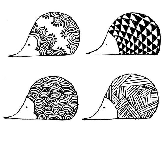 Awesome black-ink patterned hedgehog tattoo designs