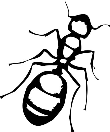 Awesome black-line ant with white insides tattoo design