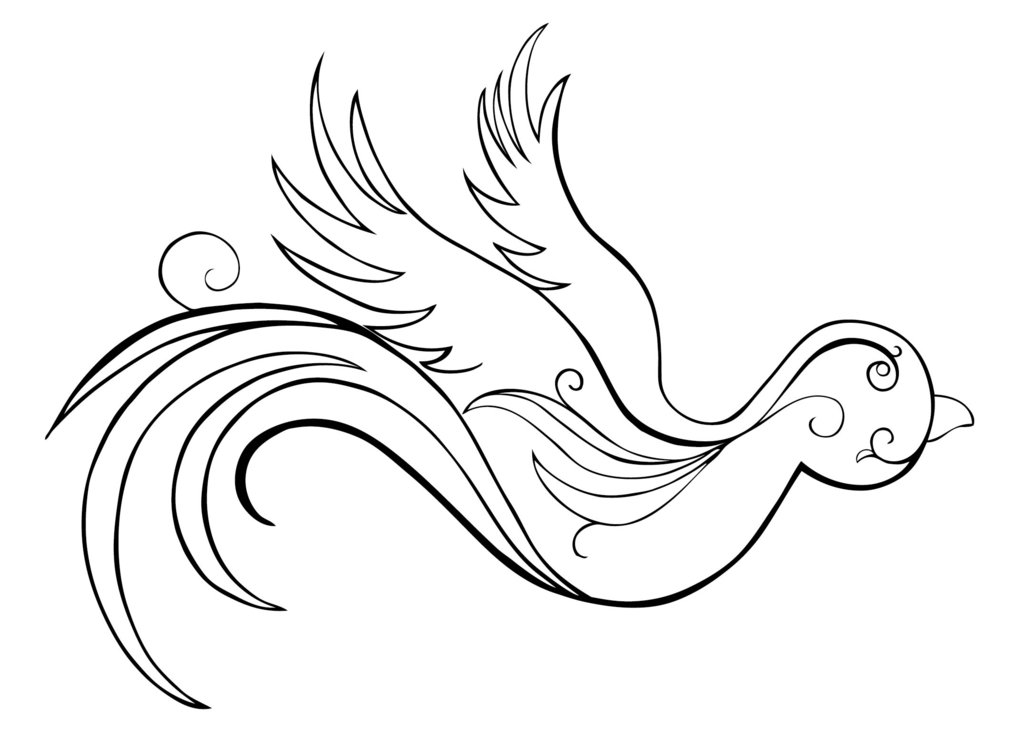 Awesome black-line bird tattoo design by Iluvsparkles