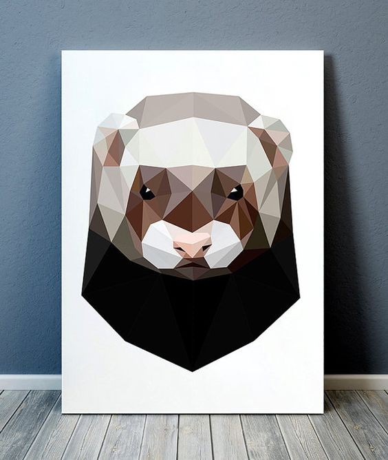 Awesome brown-and-white geometric-style rodent face tattoo design
