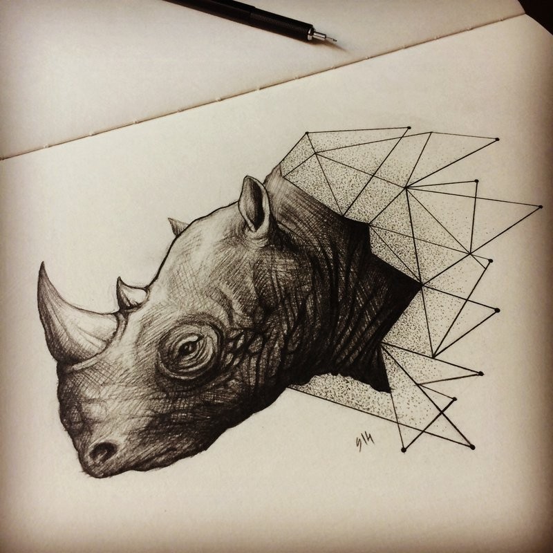 Awesome geometric-style rhino head by Movie Metal