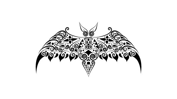 Awesome tribal bat with curl decorations tattoo design