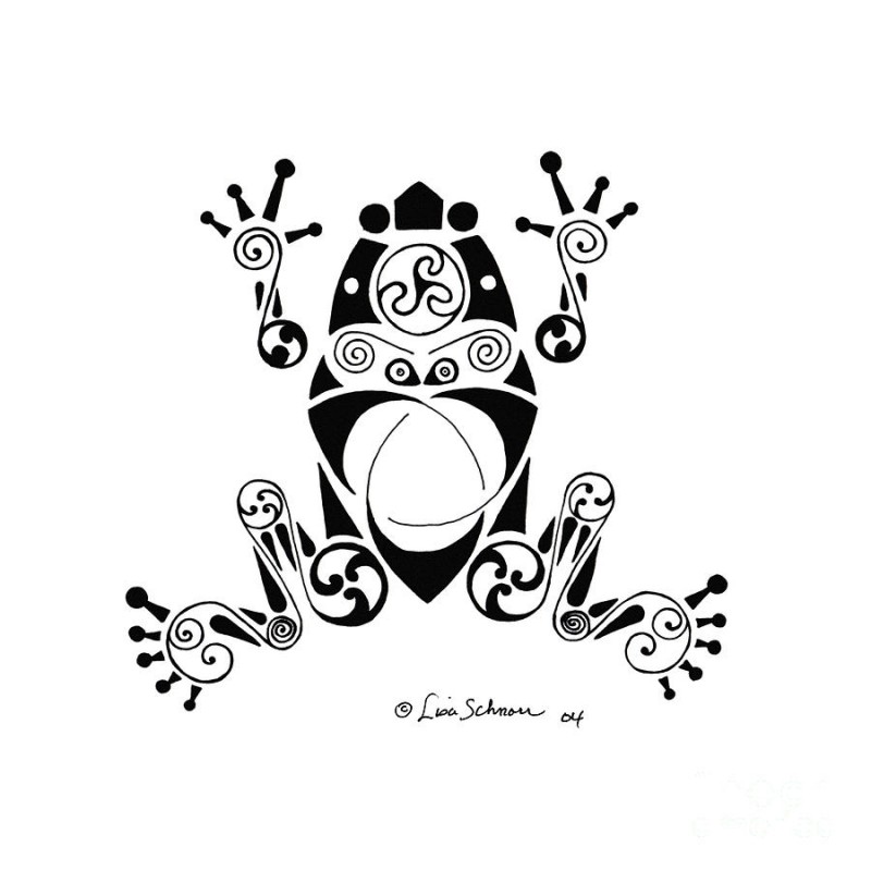 Awesome tribal ornate frog tattoo design