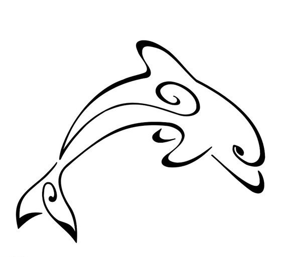 Awesome tribal outline dolphin tattoo design