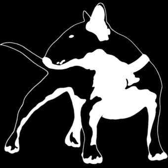 Awesome white-ink bull terrier dog tattoo design