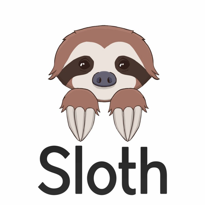 Baby sloth with lettering tattoo design