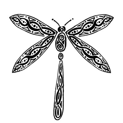Beautiful-patterned static dragonfly tattoo design