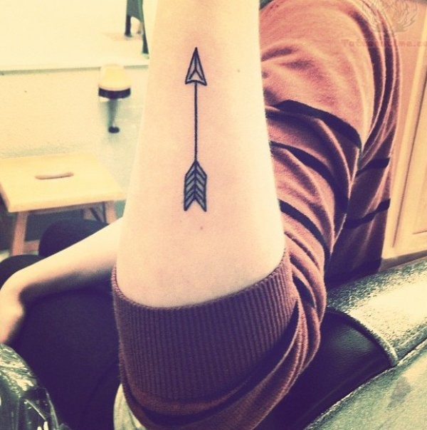 Beautiful arrow tattoo on arm for girls