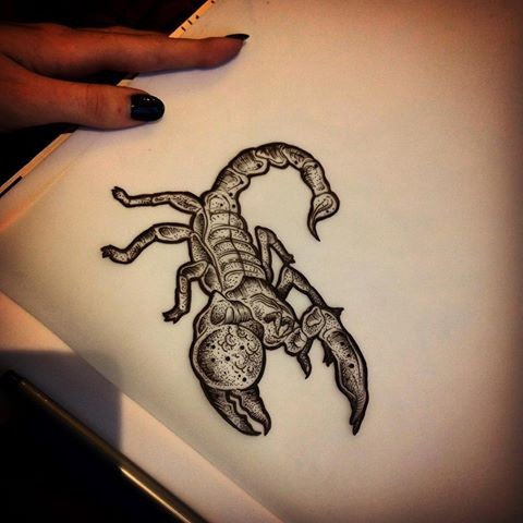 Beautiful dotwork scorpion tattoo design