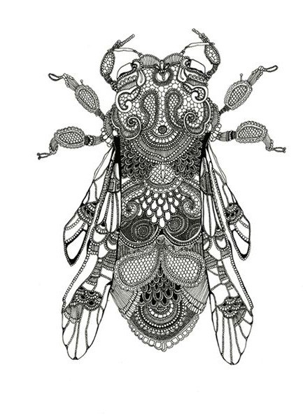 Beautiful montly-patterned bug tattoo design