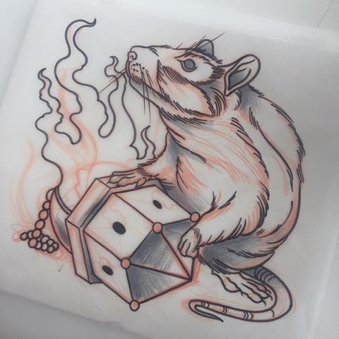 Beautiful new school mouse with broken fired lamp tattoo design