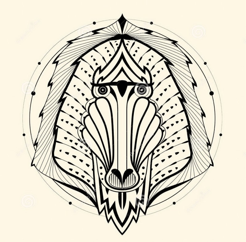 Beautiful patterned baboon head tattoo design