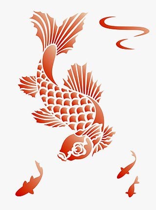 Beautiful red-ink fish tattoo design