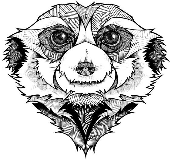 Beautiful rodent face with geometric print tattoo design