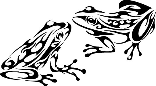 Beautiful tribal frog couple tattoo design