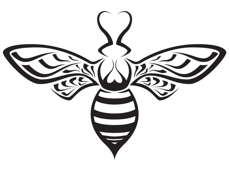 Beautiful wave-winged bee tattoo design