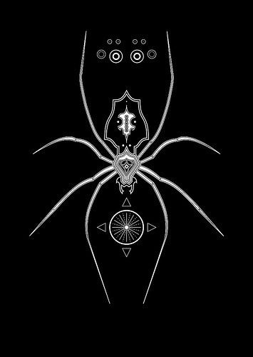 Beautiful white-ink spider with geometric drawings tattoo design