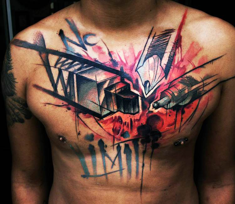 Big chest tattoo by Uncl Paul Knows