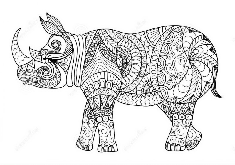 Big rich ornamented hippo tattoo design