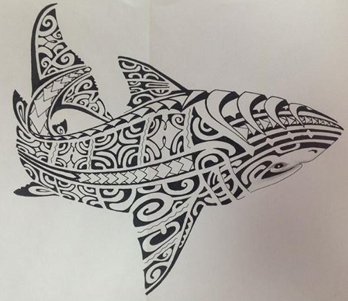 Bip polynesian shark tattoo design