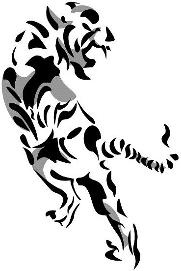 Black-and-grey spot tiger tattoo design