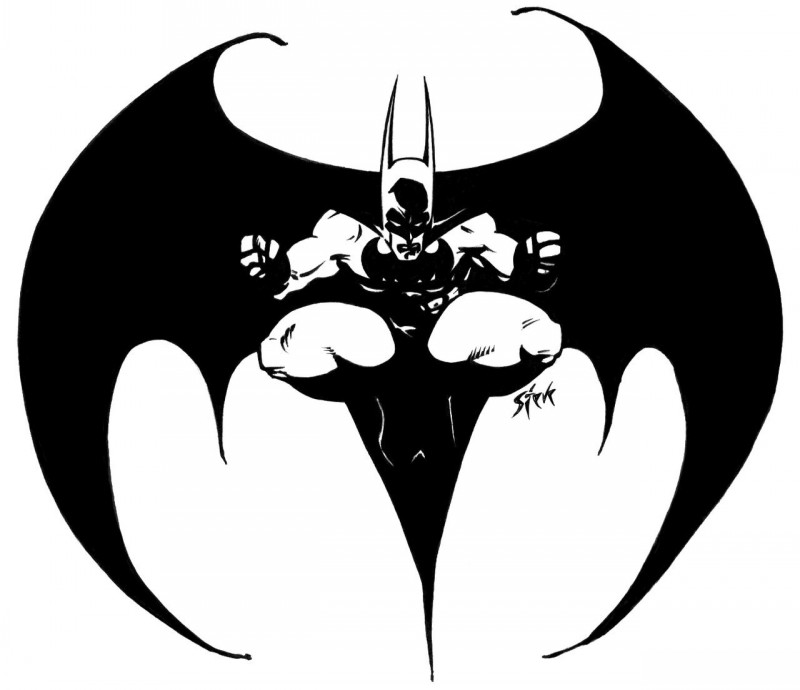 Black-and-white batman with huge luxury wings tattoo design by Lordkai