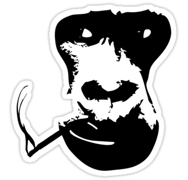 Black-and-white gorilla face smoking a sigarette tattoo design