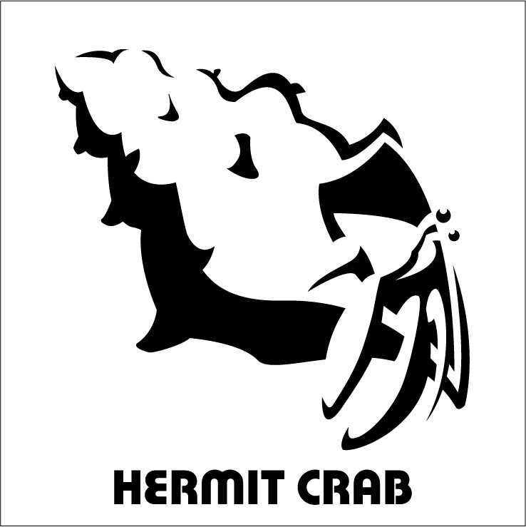 Black-and-white hermit crab logo tattoo design by Jackchiutw