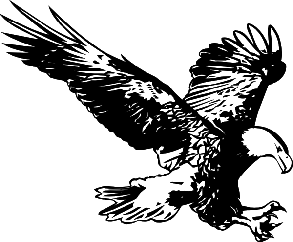 Black-and-white hunting eagle tattoo design