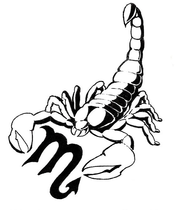 Black-and-white scorpion protecting his zodiac sign tattoo design