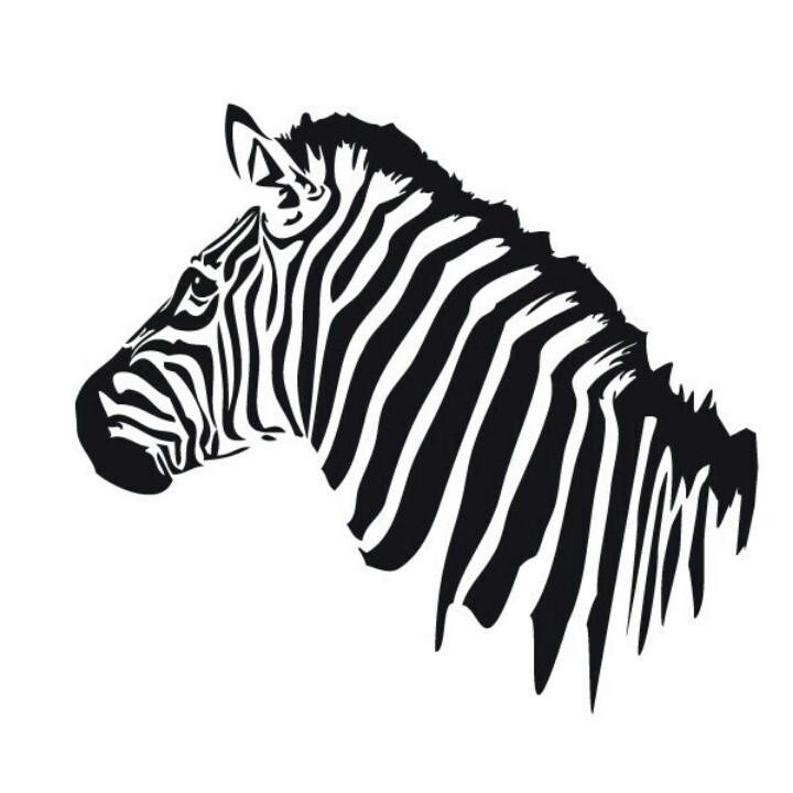 Black-and-white zebra head turning its back tattoo design