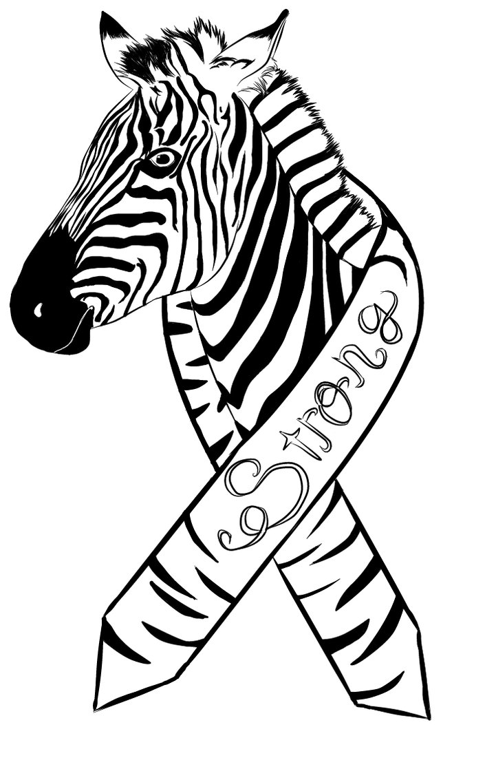 Black-and-white zebra with banner on neck tattoo design by Melchony