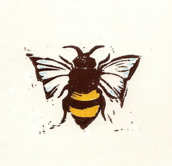 Black-and-yellow bee with pale-blue wings tattoo design
