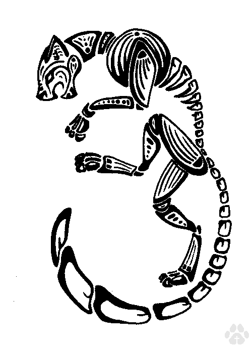 Black-ink flexible jaguar skeleton tattoo design by Captain Cougar