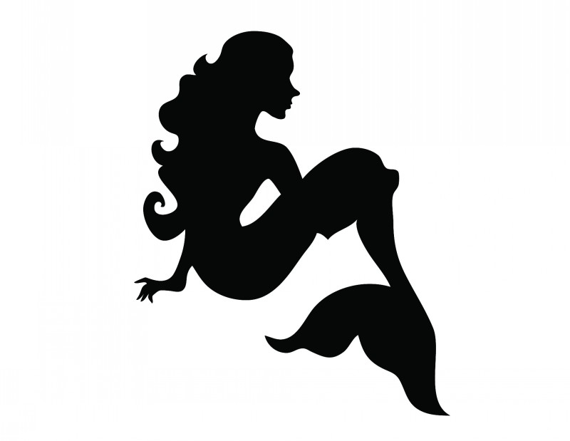 Black-ink mermaid silhouette waiting for her lover tattoo design