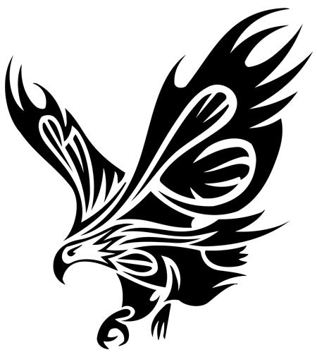 Black-ink tribal eagle tattoo design