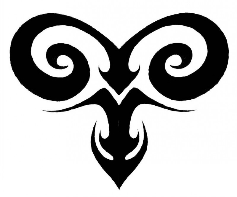 Black-ink tribal ram aries sign symbol tattoo design - Tattooimages.biz
