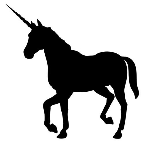 Black-ink unicorn silhouette tattoo design