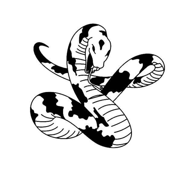 Black-spotted curled snake tattoo design