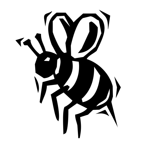 Black-striped flying bee with harsh lines tattoo design
