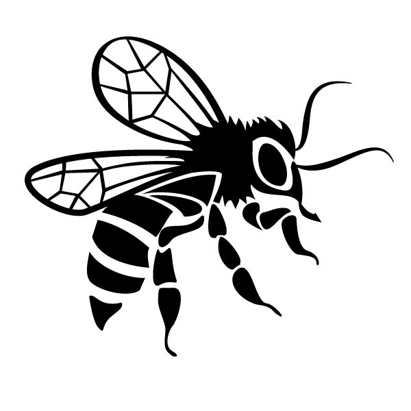 Black bee in vector graphic style tattoo design by Vector Portal