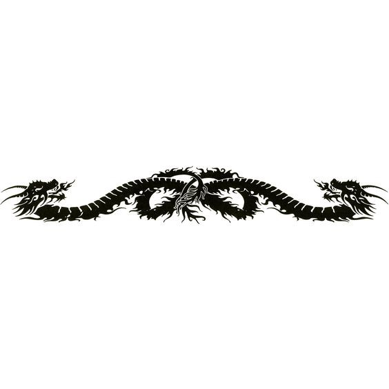 Black chinese dragon knot tattoo design