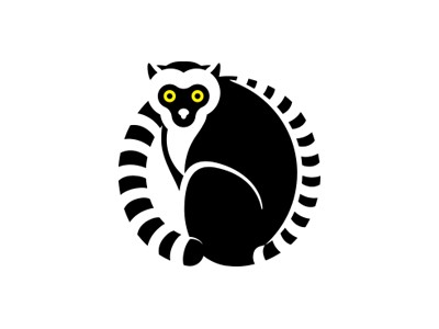 Black curled yellow-eyed lemur tattoo design