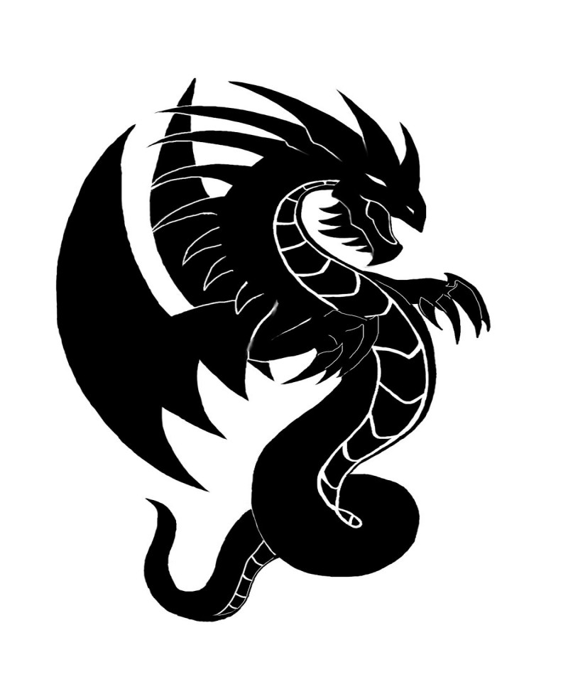 Black devil dragon tattoo design by Valiarra