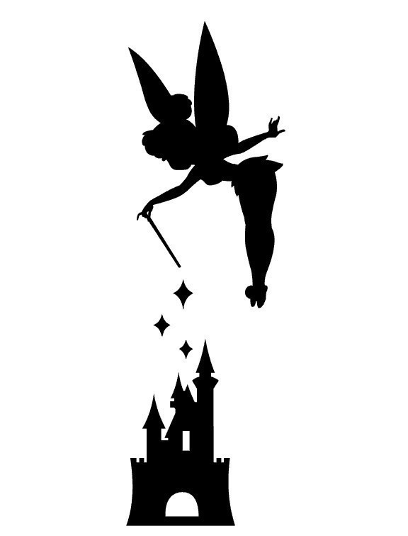 Black fairy conjuring over the castle tattoo design