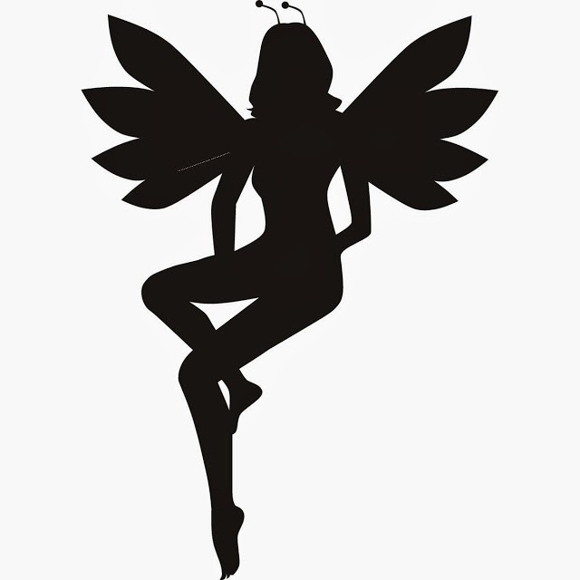 Black fairy figure with funny horns tattoo design