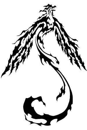 Black fire-body phoenix rising up tattoo design